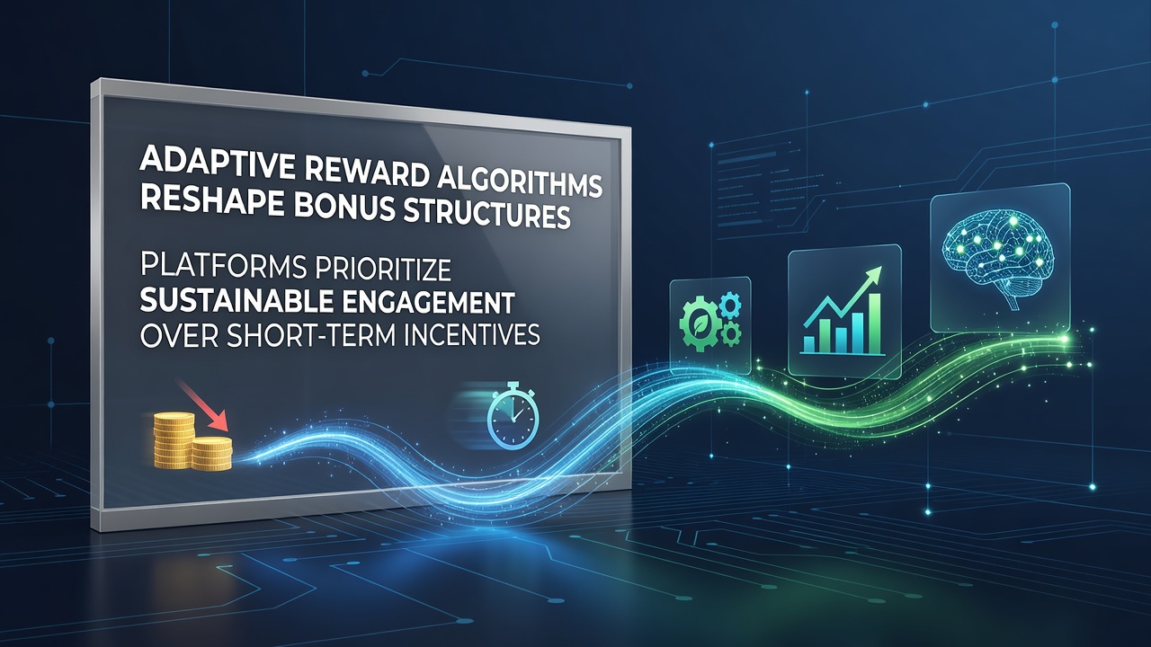 Visual representation of adaptive reward algorithms adjusting bonus structures on digital platforms