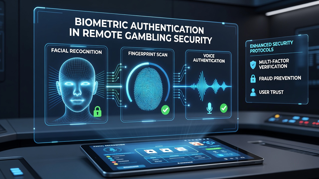 Biometric scanner interface on a mobile gambling app showing fingerprint and facial recognition options