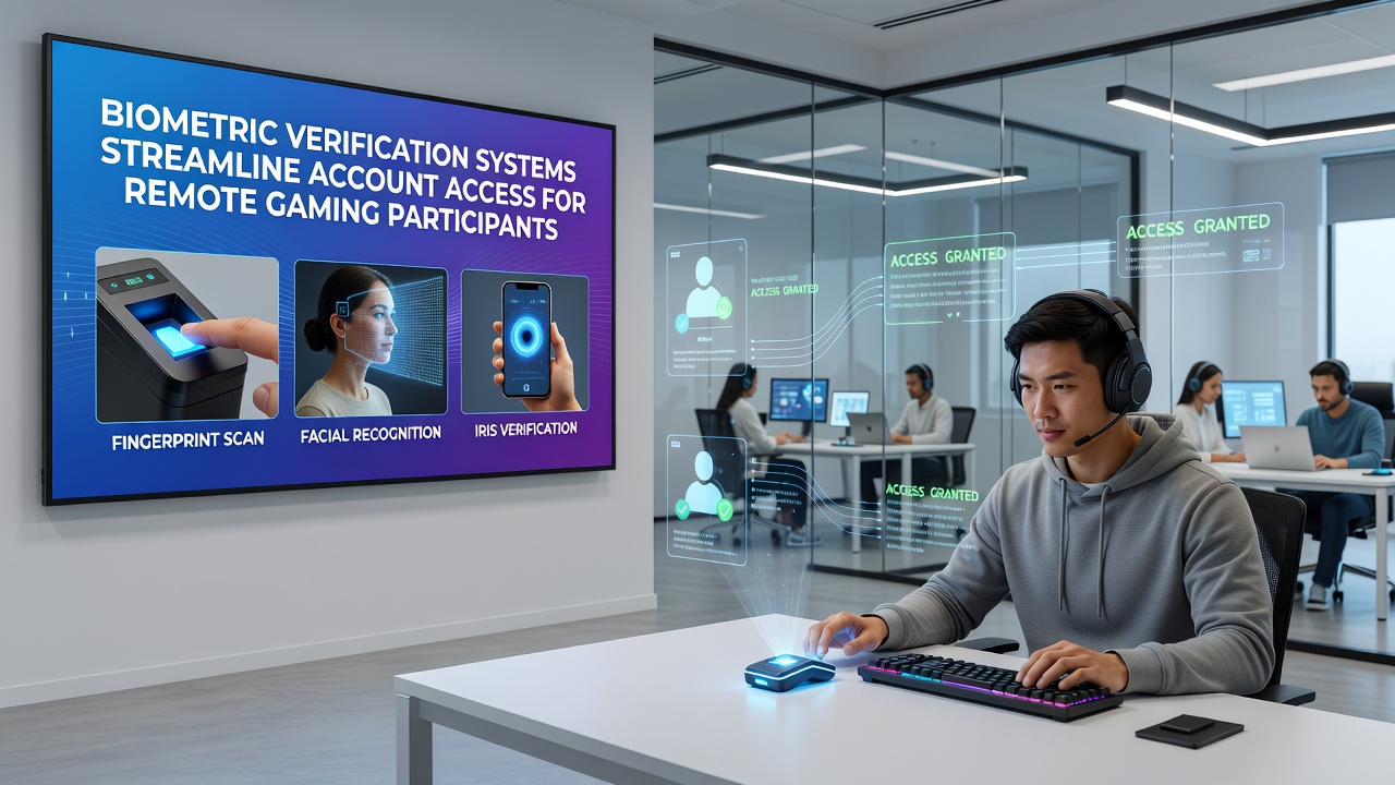 Remote gaming participant using smartphone biometric scan to access casino account