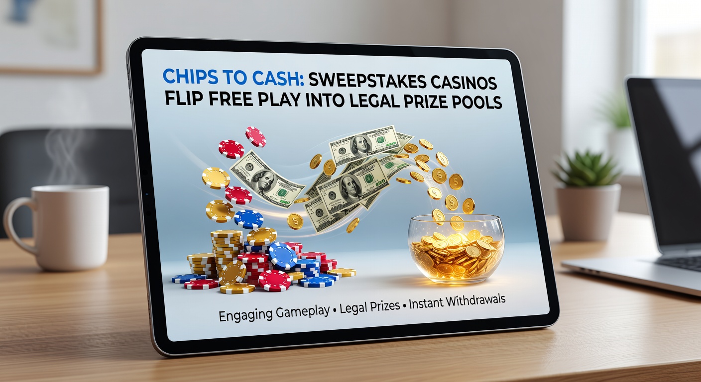 Screenshot of a sweepstakes casino dashboard showing Gold Coins and Sweepstakes Coins balances, alongside a recent cash redemption notification
