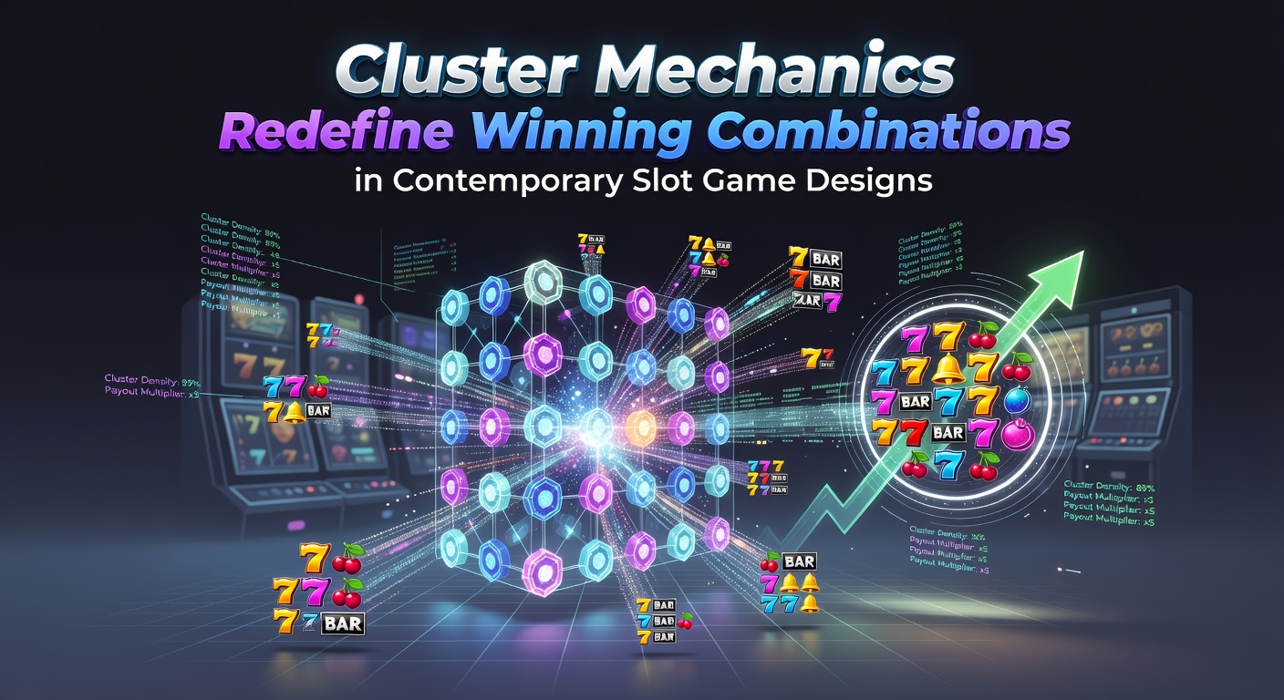 Visual representation of cluster mechanics in modern slot games showing grouped symbols forming winning combinations on a digital reel grid