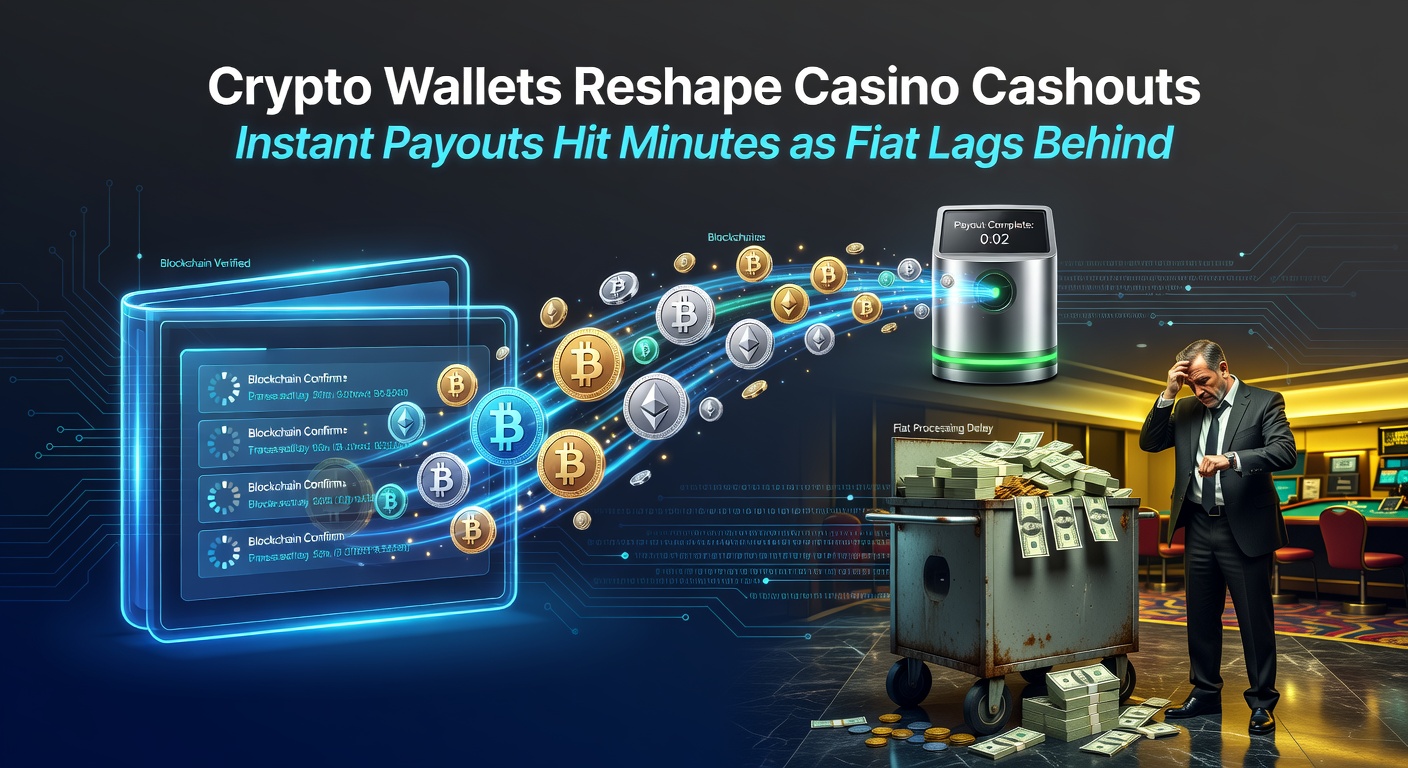 Digital wallet interface showing instant crypto transaction confirmation in an online casino setting