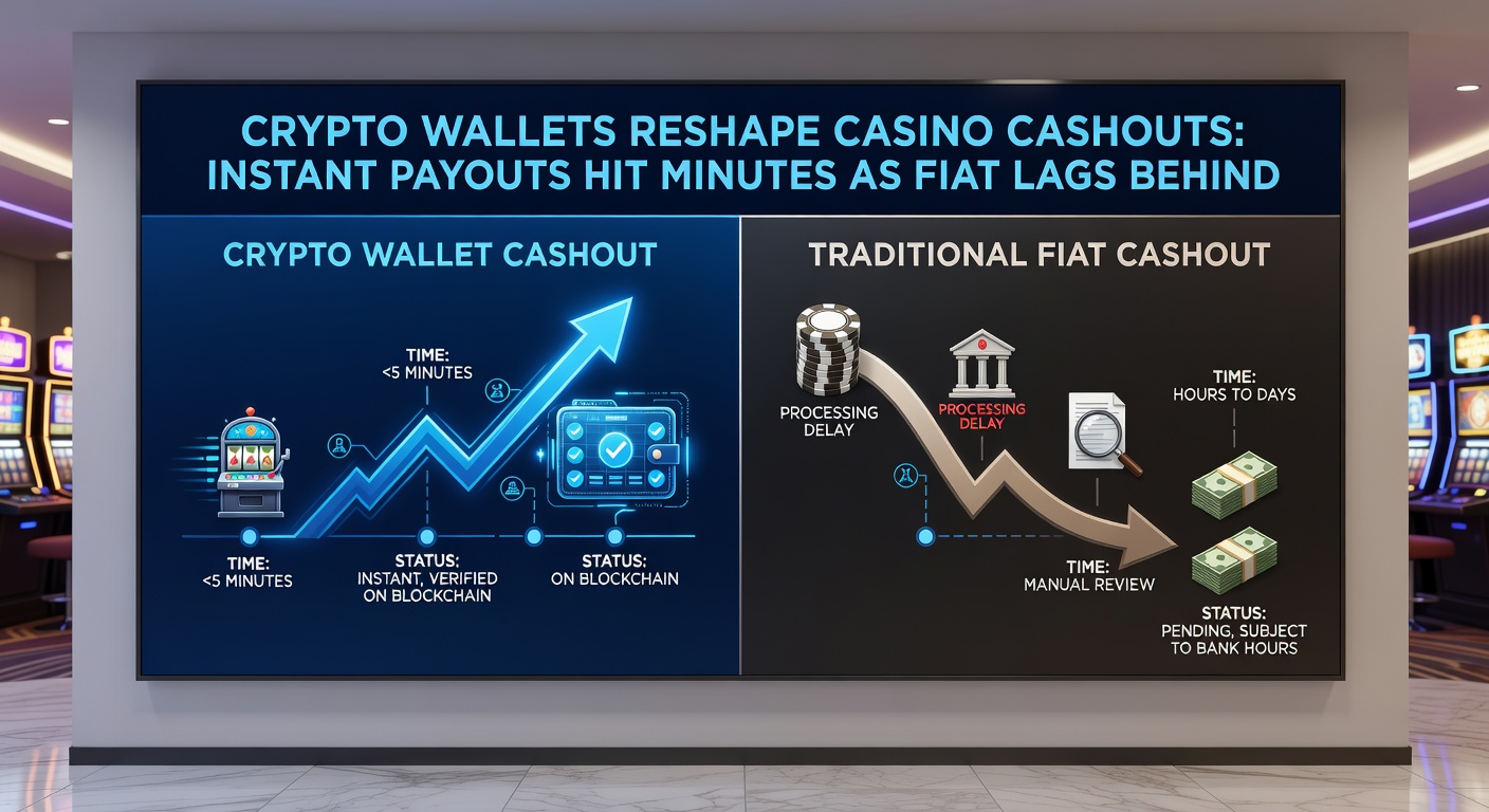Graph comparing crypto vs fiat withdrawal times, with crypto bars spiking to near-instant levels