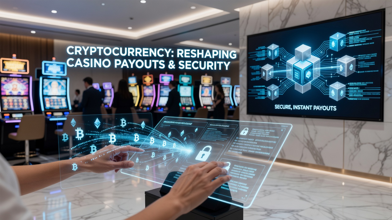 Blockchain technology visualization showing secure crypto transactions in casino environments
