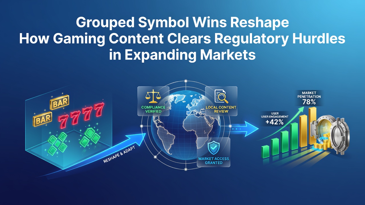 Illustration of clustered symbol mechanics in modern slot games clearing regulatory reviews