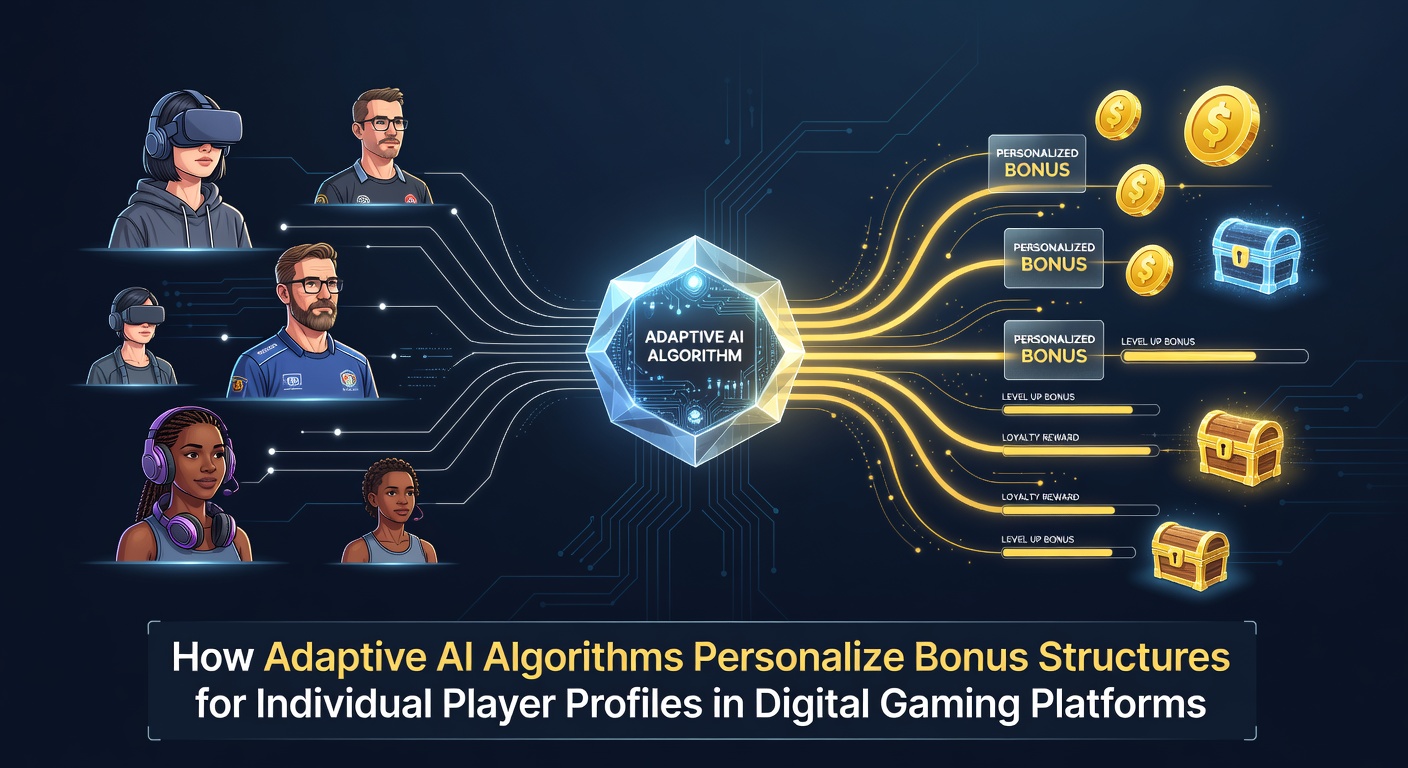 Digital gaming interface displaying personalized bonus offers generated by adaptive AI algorithms based on player profiles