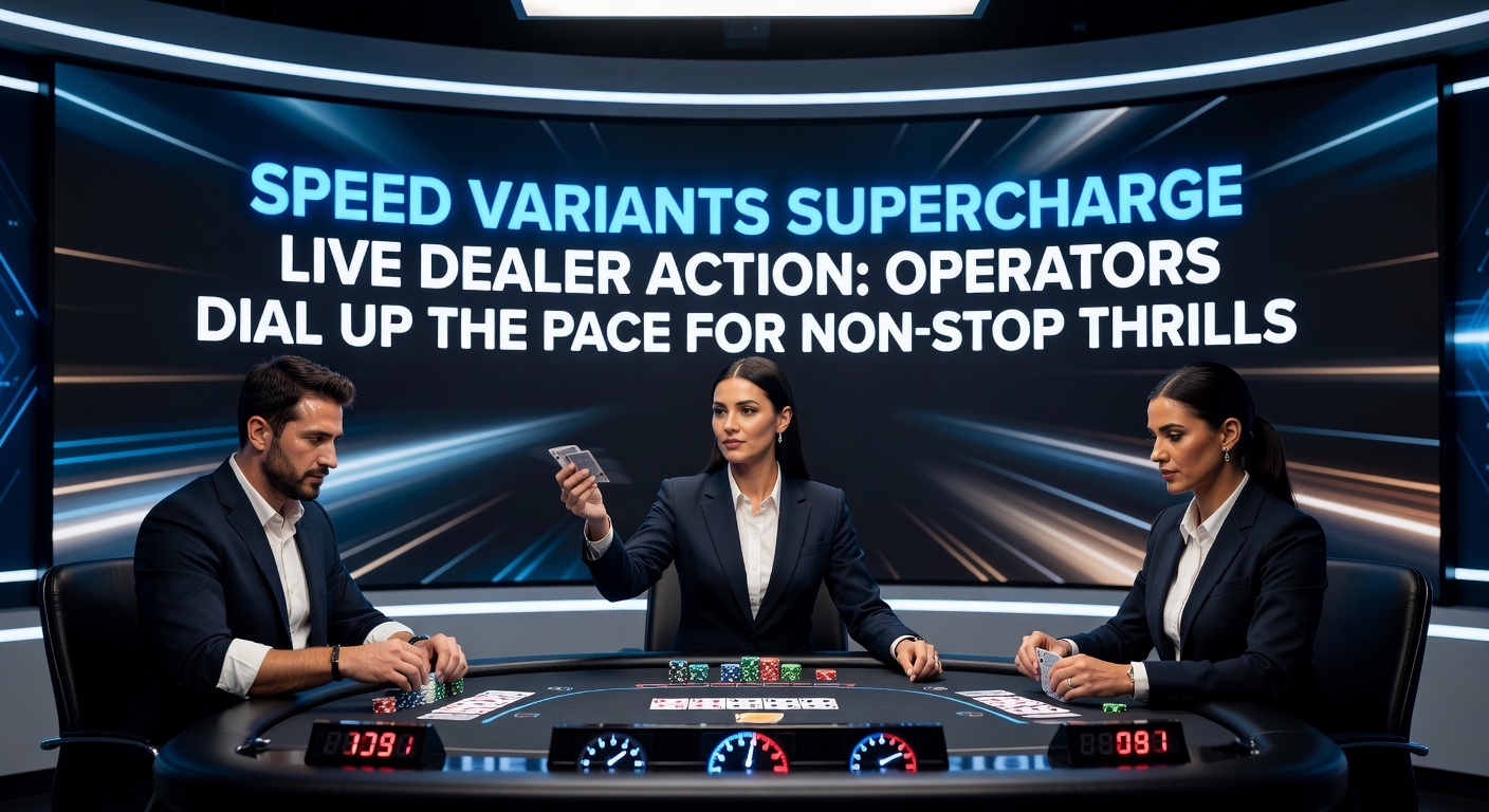 A dynamic live dealer table with speed roulette wheel spinning rapidly amid flashing lights and player interfaces