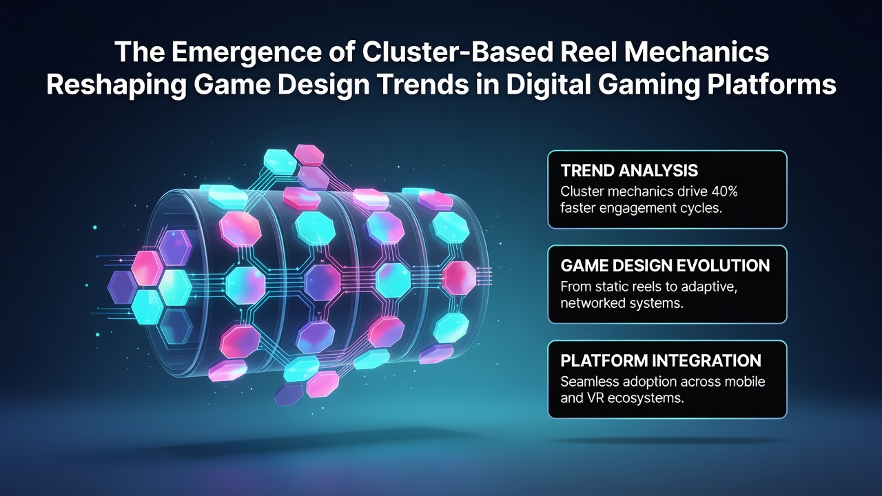 Digital slot interface displaying cluster wins and cascading symbols during gameplay